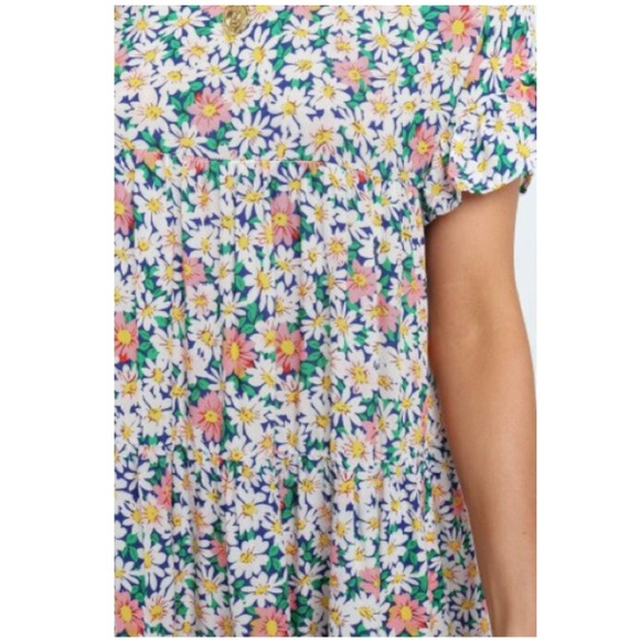 Smocked Ruffle multi Floral Print Dress - Picture 3 of 8